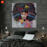 2 Panel Unframed Modern Abstract Graffiti Women Head Portrait Wall Canvas | Octo Treasures