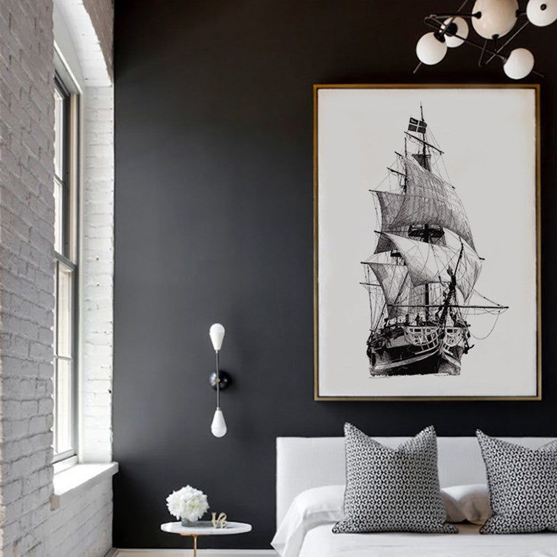 1 Panel Vintage Style Sail Ship Unframed Modern Wall Canvas | Octo Treasures