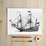 1 Panel Vintage Style Sail Ship Unframed Modern Wall Canvas | Octo Treasures