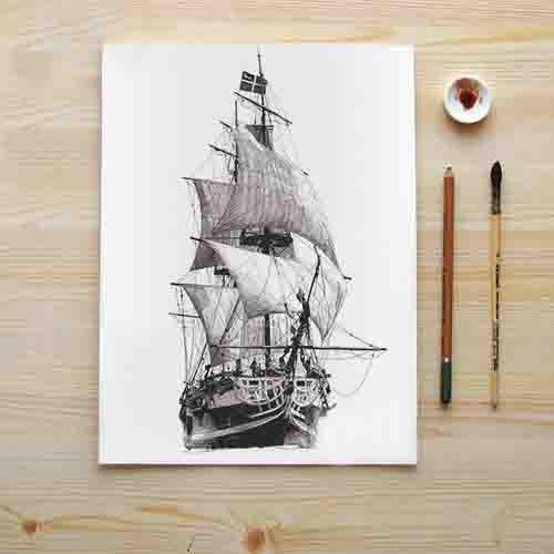 1 Panel Vintage Style Sail Ship Unframed Modern Wall Canvas | Octo Treasures