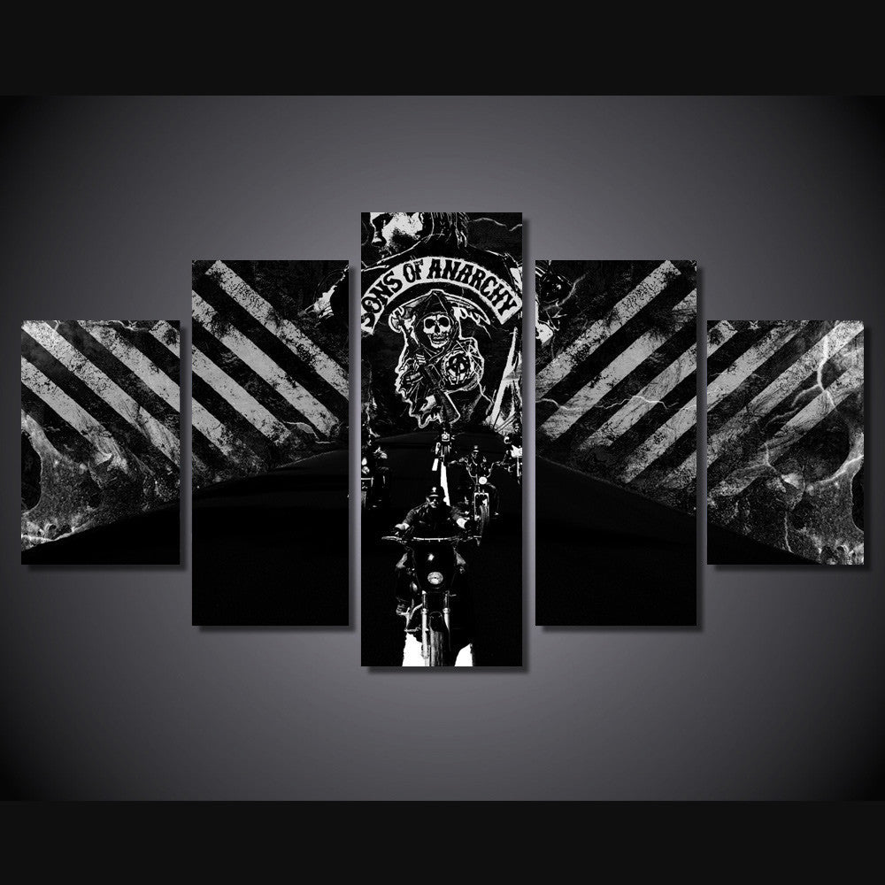 5 Panel Sons of Anarchy The Gunners Framed Wall Canvas Art | Octo Treasures