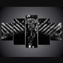 5 Panel Sons of Anarchy The Gunners Framed Wall Canvas Art | Octo Treasures