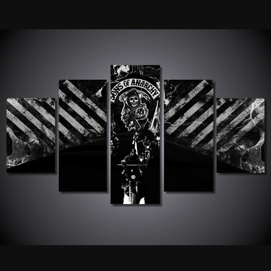 5 Panel Sons of Anarchy The Gunners Framed Wall Canvas Art | Octo Treasures
