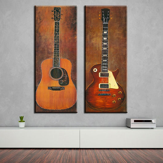 2 Panel Music Studio Guitar Unframed Home Decor Wall Art | Octo Treasures