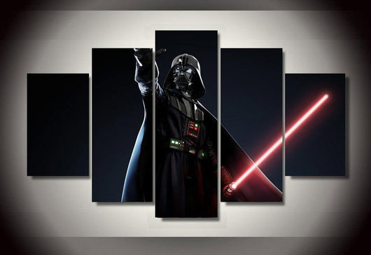 5 Panel Star Wars Lightsabers Framed Wall Canvas Art | Octo Treasures