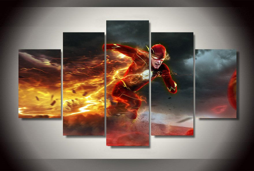 5 Panel The Flash Barry Allen Framed Wall Canvas Art | Octo Treasures
