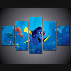 5 Panel Finding Dory Pixer Animation Film Framed Wall Canvas Art | Octo Treasures