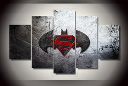 5 Panel Amazing Batman vs Superman Logo Framed Wall Canvas Art | Octo Treasures