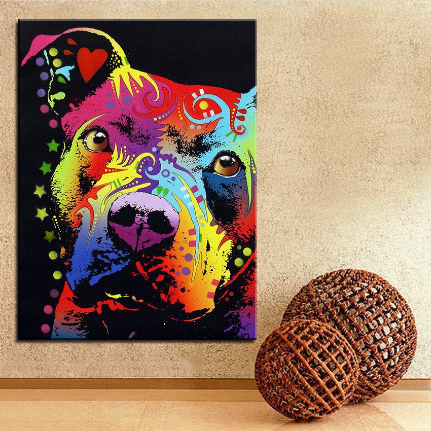 1 Panel Pitbull Warrior Dog Unframed Home Decor Wall Art | Octo Treasures