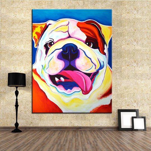 1 Panel Bulldog Grin Unframed Home Decor Wall Art | Octo Treasures