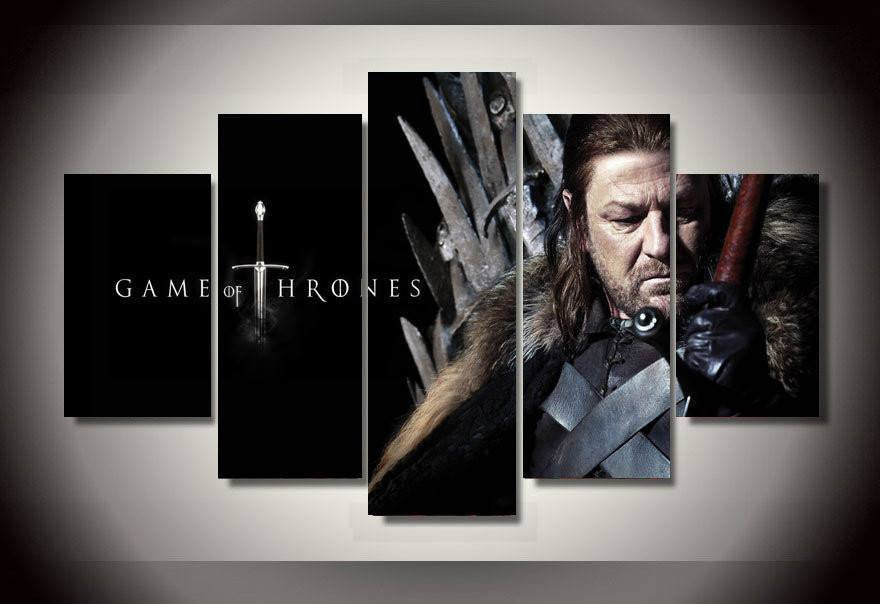 5 Panel The Game of Thrones King Framed Wall Canvas Art | Octo Treasures