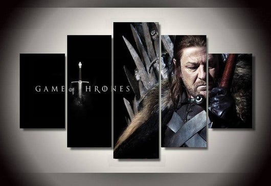 5 Panel The Game of Thrones King Framed Wall Canvas Art | Octo Treasures