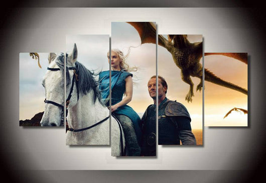 5 Panel Game of Thrones Framed Wall Canvas Art | Octo Treasures