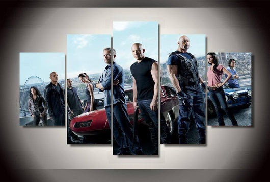 5 panel Fast and Furious Framed Wall Canvas Art | Octo Treasures