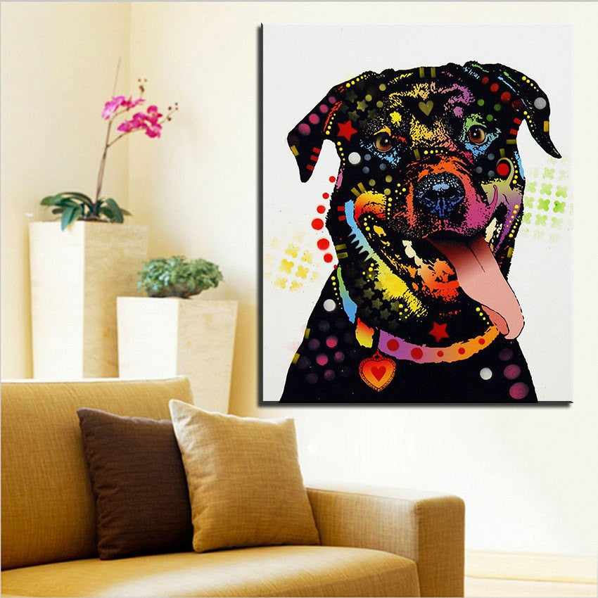 1 Panel Happy Rottweiler Unframed Home Decor Wall Art | Octo Treasures