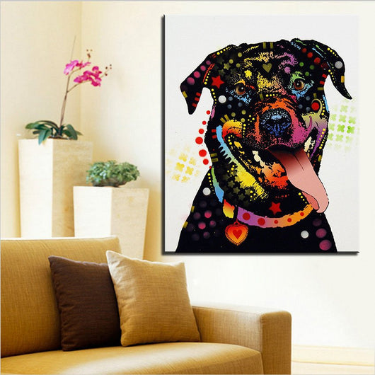 1 Panel Happy Rottweiler Unframed Home Decor Wall Art | Octo Treasures