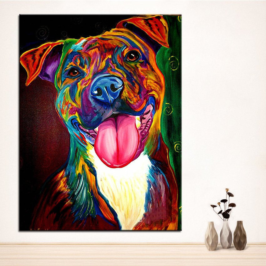 1 Panel Pit Bull Olive Unframed Home Decor Wall Art | Octo Treasures