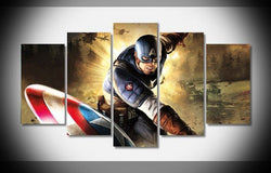 5 Panel Framed Captain America Wall Art Canvas | Octo Treasures