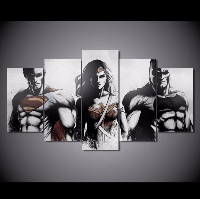 5 Panel Batman Vs Superman Dawn Of Justice Framed Wall Canvas | Octo Treasures