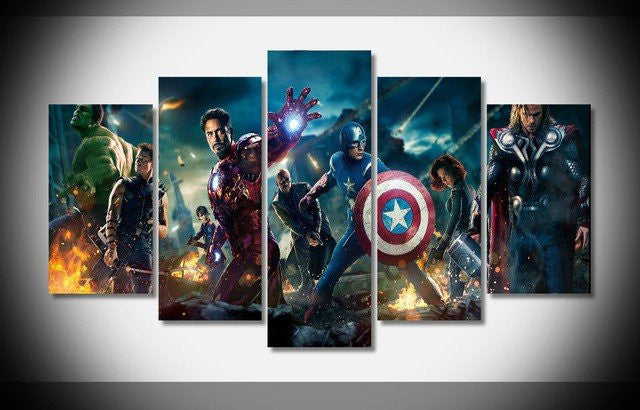 5 Panel Framed Avengers Wall Art Canvas | Octo Treasures