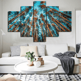 5 Panel Nature Forest Landscape Framed Modern Wall Canvas | Octo Treasures
