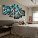 5 Panel Nature Forest Landscape Framed Modern Wall Canvas | Octo Treasures