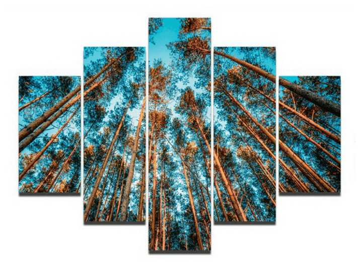 5 Panel Nature Forest Landscape Framed Modern Wall Canvas | Octo Treasures