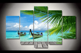 5 Pieces Multi Panel Modern Home Decor Framed Tropical Beach Paradise Wall Canvas Art | Octo Treasures