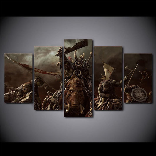 5 Piece Multi Panel Modern Home Decor Framed Warhammer Wall Canvas Art | Octo Treasures