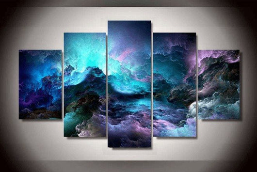 Abstract Clouds Painting Framed 5 Panel Wall Art | Octo Treasures