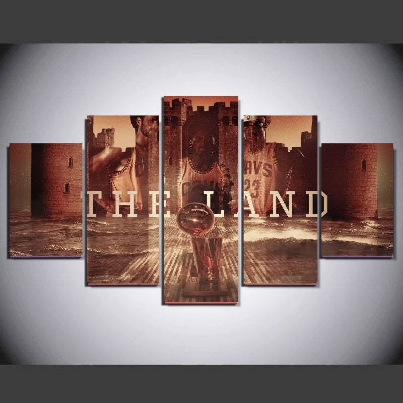 5 Panel Framed Cleveland Cavaliers "The Land" NBA Wall Canvas | Octo Treasures