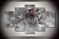 5 Piece Multi Panel Modern Home Decor Framed Venom Marvel Comics Wall Canvas Art | Octo Treasures