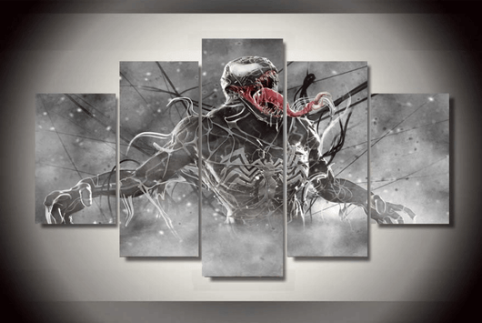 5 Piece Multi Panel Modern Home Decor Framed Venom Marvel Comics Wall Canvas Art | Octo Treasures