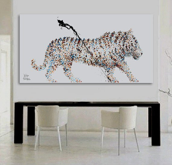 White Tiger Unframed Original Oil Painting By Koby Feldmos | Octo Treasures