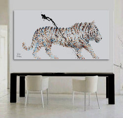 White Tiger Unframed Original Oil Painting By Koby Feldmos | Octo Treasures