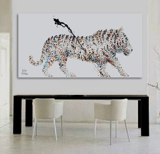 White Tiger Unframed Original Oil Painting By Koby Feldmos | Octo Treasures