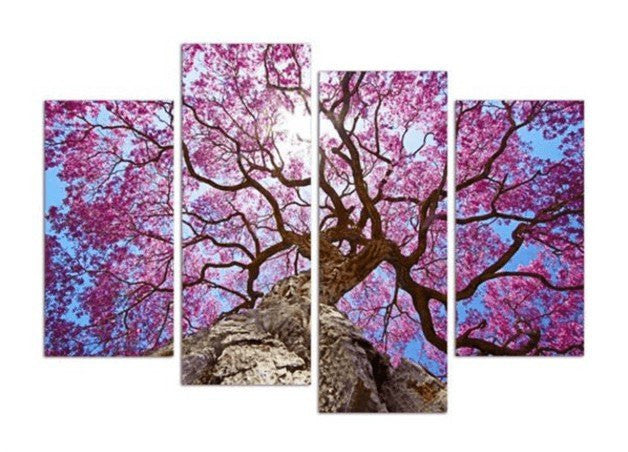 4 Pieces Multi Panel Modern Home Decor Framed Spring Cherry Blossoms Wall Canvas Art | Octo Treasures