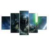 5 Panel Boba Fett Star Wars Framed Wall Canvas Art | Octo Treasures