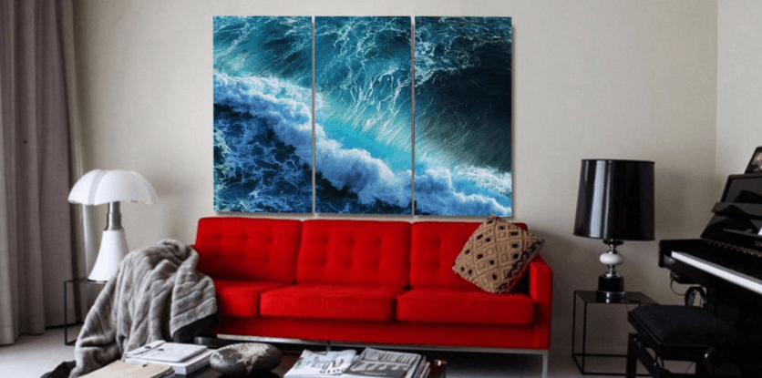 3 Panel Ocean Waves Seascape Framed Wall Canvas | Octo Treasures