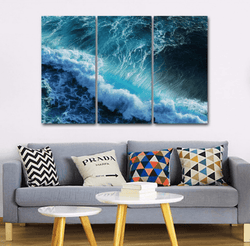 3 Panel Ocean Waves Seascape Framed Wall Canvas | Octo Treasures