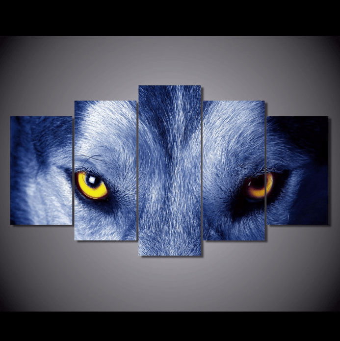 5 Panel Gray Timber Wolf Framed Wall Canvas Art | Octo Treasures