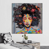 2 Panel Abstract Graffiti Woman Portrait Unframed Modern Wall Canvas | Octo Treasures