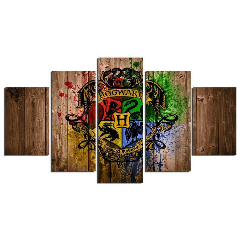 5 Panel Framed Harry Potter Hogwarts Logo Painting Wall Canvas | Octo Treasures
