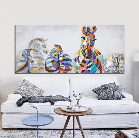 1 Panel Africa Savanna Wildlife Colorful Zebra Unframed Modern Wall Canvas | Octo Treasures