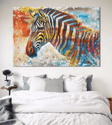 1 Panel Colorful Zebra Oil Painting Unframed Moden Wall Canvas Art | Octo Treasures