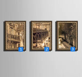 3 Panel City Scenery Framed Wall Canvas Art | Octo Treasures